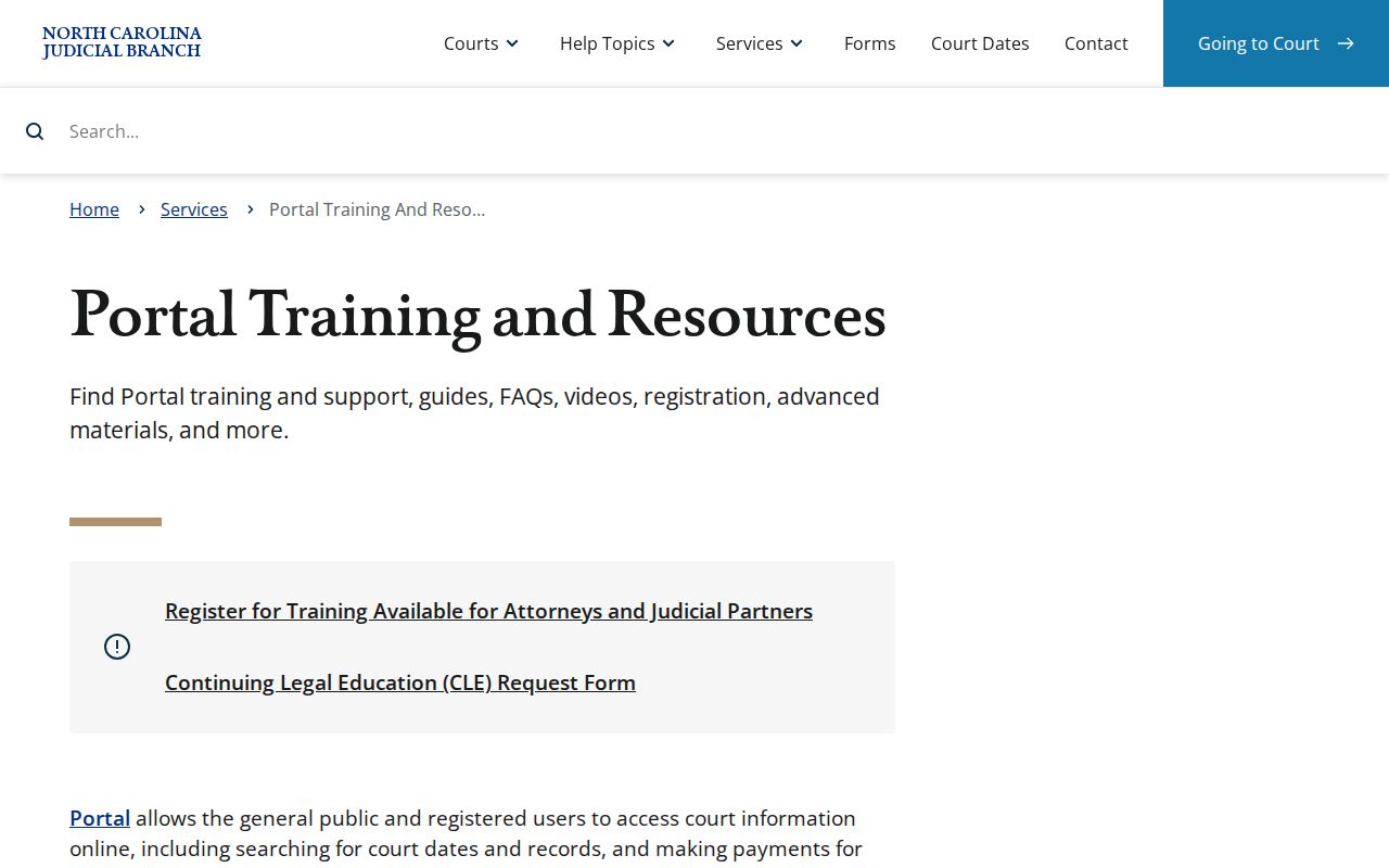 Yancey County case search Portal training screen