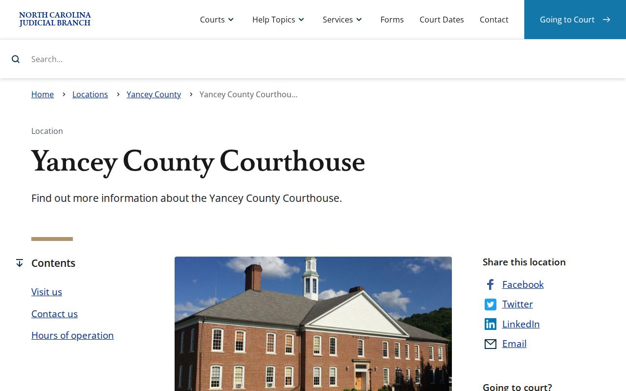 Yancey court calendar courthouse location source