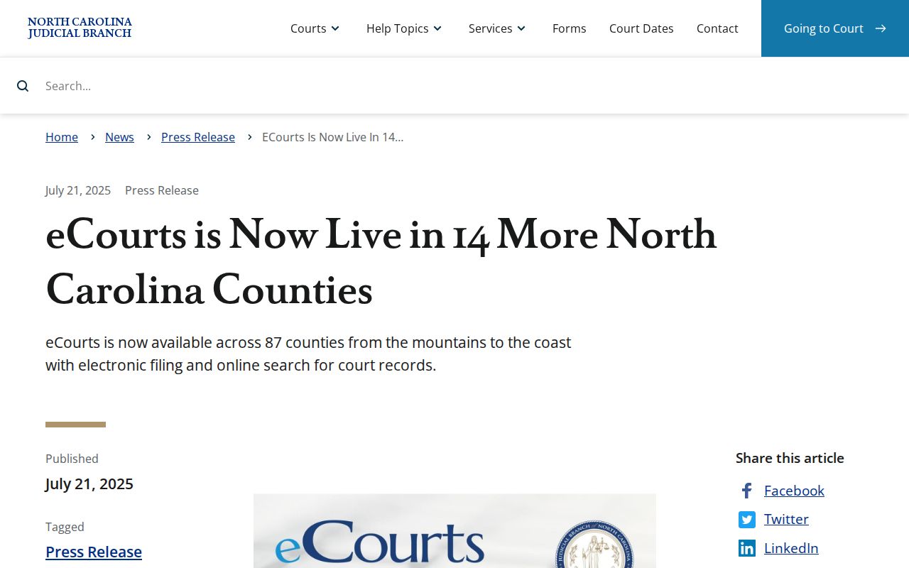 Yancey County court docket Track 9 eCourts conversion announcement